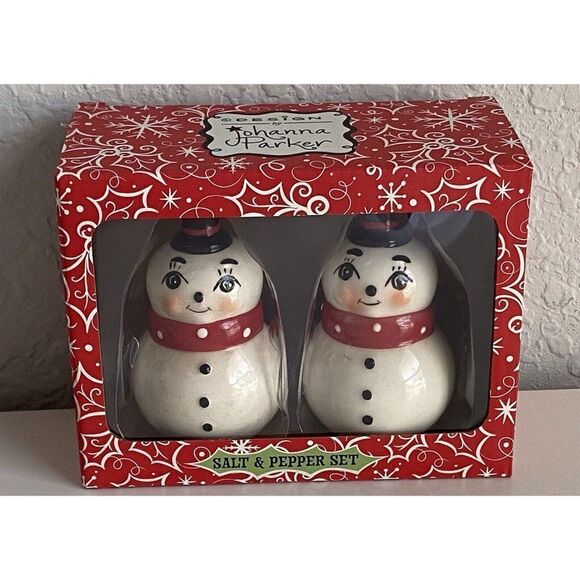 Snowman Shakers 3" Winter Christmas Vintage Inspired Salt Pepper Johanna Parker - Picture 1 of 7